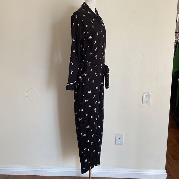 Lucky Brand Black Daisy Print Logan Jumpsuit Size Small Petite - Picture 6 of 16